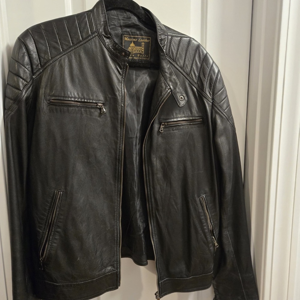 Massimo Black Leather Jacket